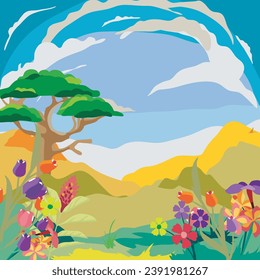 Spring valley vector illustration background