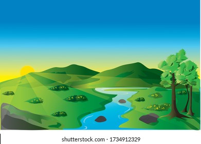 spring in the valley is very beautiful if used as a wallpapper in a picture. with elegant vector images make it look very amazing