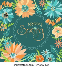 Spring vector background. Floral illustration. Spring flowers template.