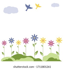 Spring Vector  backgrounds with copy space for text, social media  wallpapers, banners, posters, templates . Bright posters on spring theme