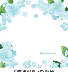 Spring vector banner. Luxury minimalist wallpaper with apple blossom flowers in botanical style, organic shapes. Vector background for banner, poster, website and packaging