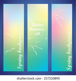 Spring vector banners. Watercolor spring backgrounds.