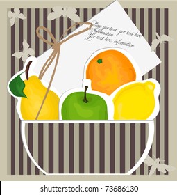 Spring vector card with fruits