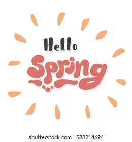Spring vector card with hand drawn lettering
