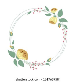 Spring vector circle frame with flowers decor, for celebration, greeting card, invitation