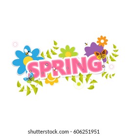 Spring Vector Design Spring Lettering Flowers Stock Vector (Royalty ...