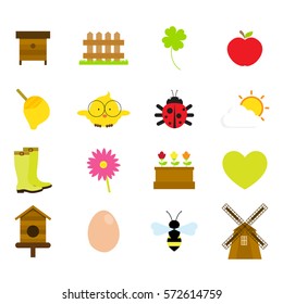 spring vector flat icons