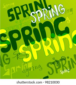 Spring. Vector font pattern.