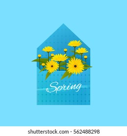 Spring vector icon with flowers.Realistic template for poster,flyer or banner.
