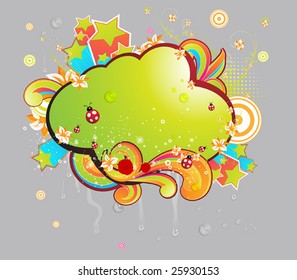 Ilustración vectorial de primavera para el diseño de belleza con gotas de agua