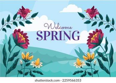 Spring vector illustration design. Flat design.