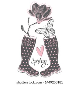  Spring. Vector illustration,  greeting card or invitation.