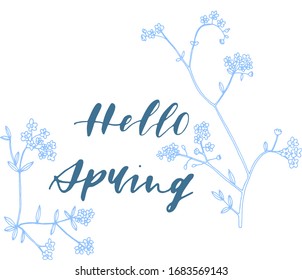 Spring vector illustration with wildflowers. Beautiful template. Can be used for banner, poster, card, postcard and printable.