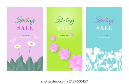 Spring vector leaflet, web banners for social media, wallpaper, background. Spring floral sale banner