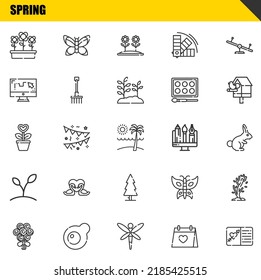 spring vector line icons set. flowers, bouquet and plant Icons. Thin line design. Modern outline graphic elements, simple stroke symbols stock illustration