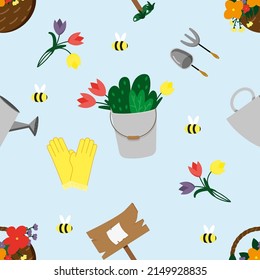 Spring vector pattern. Spring wallpaper in flat style