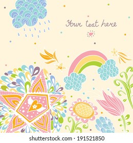 Spring vector postcard.