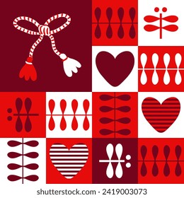 Spring vector seamless pattern with martisor traditional gift. Print for paper, textile and fabric. Perfect surface design.

