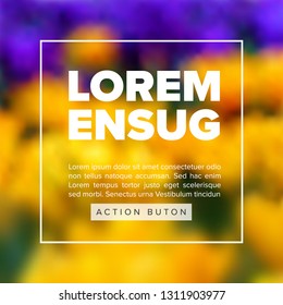 Spring vector social media template flyer with fresh flower photo background