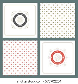 Spring Vector Typographic Posters or Greeting Cards Design Set. Retro Style and Pattern Background. Spring Badge vector illustration.