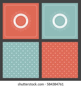 Spring Vector Typographic Posters or Greeting Cards Design Set. Retro Style and Pattern Background. Spring Badge vector illustration.