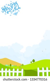 Spring Vectoral Background and Handmade Font Hello Spring Typograpy. 