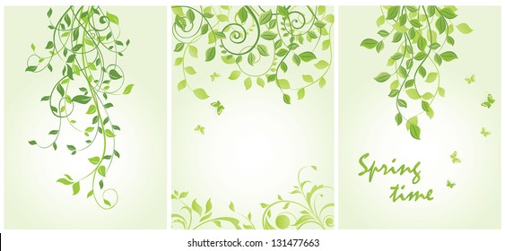 Spring vertical floral banners