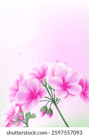 Spring vertical illustration design pink hydrangea