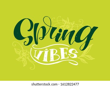 Spring Vibes - hand drawn doodle lettering postcard