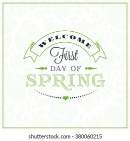 Spring Vintage Retro Style Typographic Badge or Label. Spring Vector Illustration. Hello Spring. Greeting Card Design