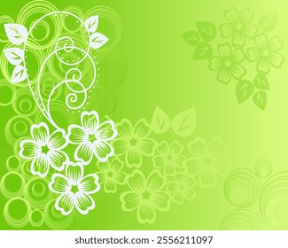 spring wallpaper with plant ornaments on a green background
