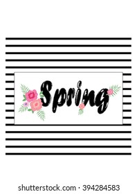 spring water color  typography and stripes hand drawn