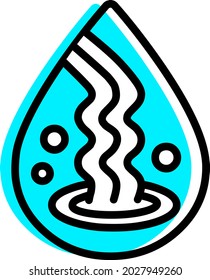 Spring Water Vector Icon - pure water droplet, waterfall illustration