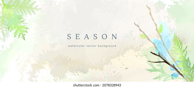 Fondo acuático de primavera. Textura de dibujo de la mano del vector hojas botánicas, flores. Diseño artístico abstracto de vacaciones para la temporada primavera. Tarjeta moderna, cubierta para la boda, invitación. Decoración de arte pastel.