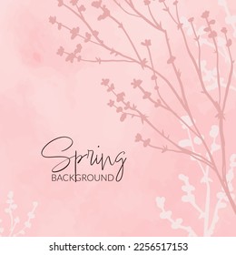 Frühlingswasserfarbe, floraler Hintergrund. Square-Vorlage für Social-Media-Beiträge. Moderne ästhetische Vektorgrafik. Sakura Design