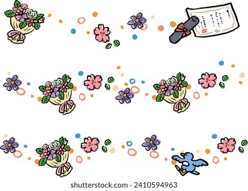 Illustrationssatz für die handgezeichnete Druckwasserfarbe des Frühlings