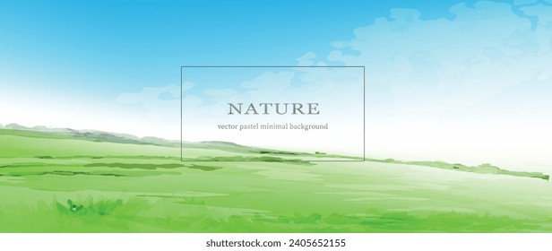 Spring watercolor landscape. Watercolor textured vector background. 