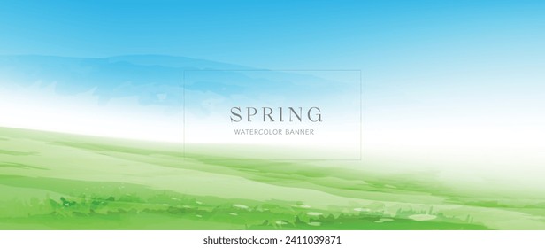 Spring watercolor. Nature background. Watercolor textured vector banner. 