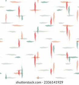 Spring watercolor pastel lines vector pattern. Hand drawn plaid seamless background. brush strokes checked texture, Gingham seamless girly print