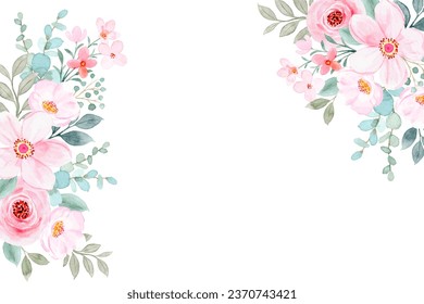 Spring watercolor pink floral for wedding, birthday, card, background, invitation, wallpaper, sticker, decoration etc.