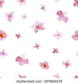 Frühlingswasserfarbe nahtlose Muster mit blühenden Blumen. Vektorgrafik der Website-Hintergrund mit Kosmetik, Duftstoffen aus Blumen
