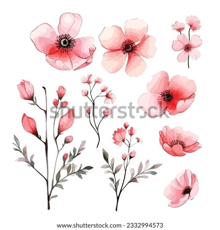 Spring Watercolor Vector Flowers
, Wedding concept - flowers. Floral poster, invite. Vector arrangements for greeting card or invitation design