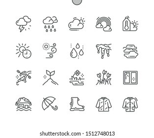 Spring weather Well-crafted Pixel Perfect Vector Thin Line Icons 30 2x Grid for Web Graphics and Apps. Simple Minimal Pictogram