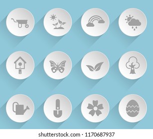 spring web icons on light paper circles