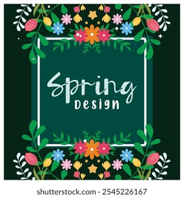 Convite de casamento de primavera. Fundo bonito buquê de flores. Conceito de primavera florescente. Ilustração de vetor plano.
