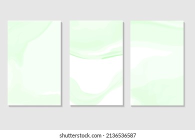 Spring wedding Invitation card  template collection.Light green or mint watercolor wet texture.Fuid  painting.Alcohol ink.