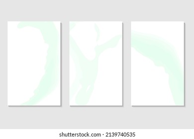 Spring wedding Invitation card  template collection.Light green or mint watercolor wet texture.Fuid  painting.Alcohol ink.