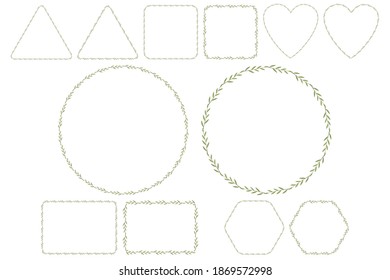Spring wedding invitation with leaves wreath. Illustration for print. Vector design template. Organic natural shape. Floral greeting card.