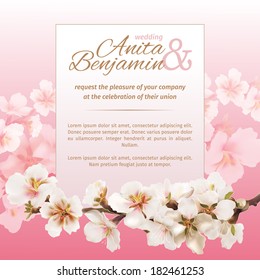 spring wedding invitation template. vector.