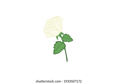 Spring White Rose Flower Vector Icon